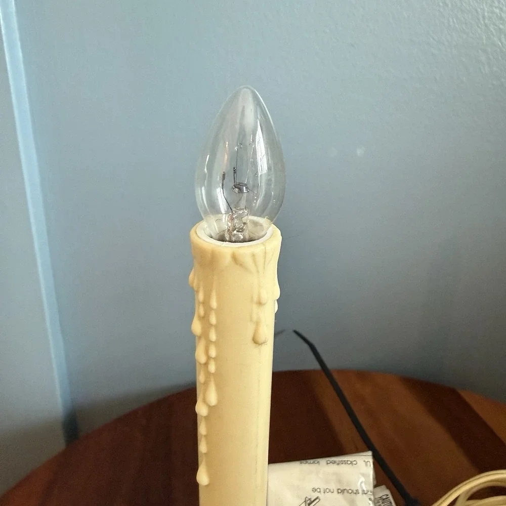 Vintage Electric Christmas Window Candeliers Lot 3 Ivory Clear Bulbs 8" F/W - Picture 3 of 4